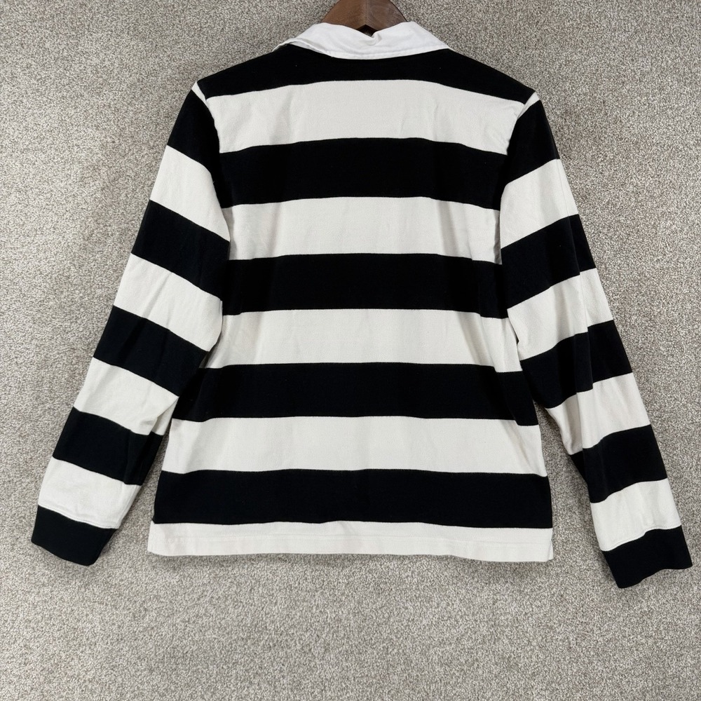 Ralph Lauren Vintage XL Rugby Polo Shirt Black Ivory White Stripe Preppy 90s Y2K - Picture 4 of 4